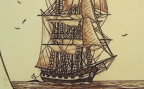 Barlow American Ships Scrimshaw 1970's Coasters Set Of 4, Cork Back, Never Used! - Picture 5 of 7