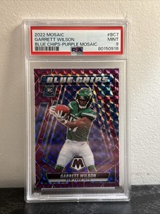 2022 Mosaic Garrett Wilson Blue Chips-Purple Mosaic 23/49 PSA MINT 9