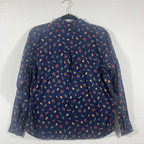 Karen Scott Bluse Damen Größe M Blau Blätter Herbst Vintage - Bild 5 von 6