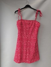 Women's Red Daisy Mini Dress | Tie Shoulder Straps  Size S / UK 8 Summer Holiday