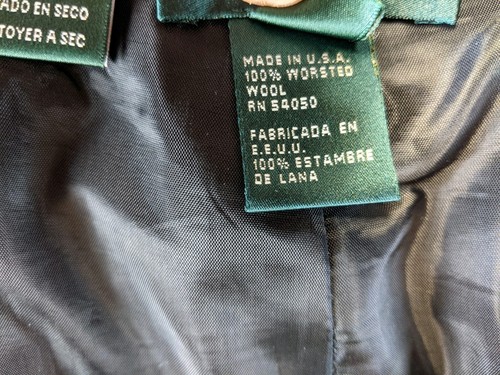 Lauren Ralph Lauren pantaloni donna 16 W blu navy nero 100% lana abito pantaloni plissettati USA - Foto 8 di 9