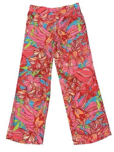 Lilly Pulitzer Silk Wide Leg Pants Jubilee Floral Sz S Pockets Colorful Pull On - Bild 2 von 9