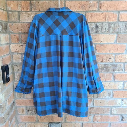Woman Within Top Blouse Popover Long Sleeves Blue Plaid Size 18/20 - Picture 8 of 8