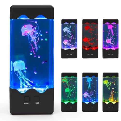 Jellyfish Lamp, LED Jelly Fish Aquarium Tank Night Light 7 Color Changing Mood