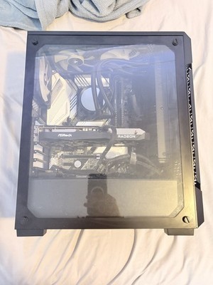 ASRock Radeon Tower Desktop with Liquid Cooling, Gaming/Graphic Design, Black