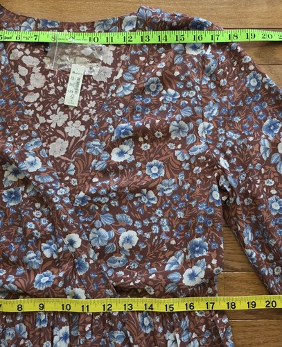 Madewell Brown Floral Long Sleeve V Neck Tiered Midi Dress Woodland Floral XL - Picture 19 of 24