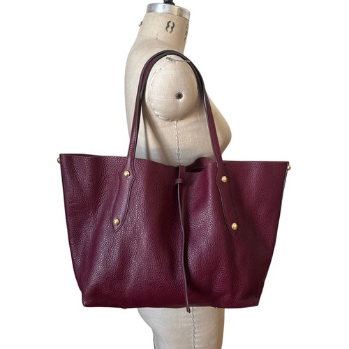Annabel Ingall Burgundy Plum Purple Pebbled Leather Tote Damen Handtasche