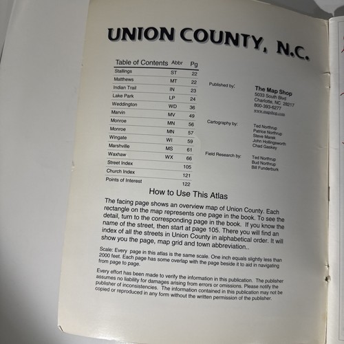 Union County North Carolina Street Alas 1998 The Map Shop Monroe Marshville NC - Bild 6 von 22