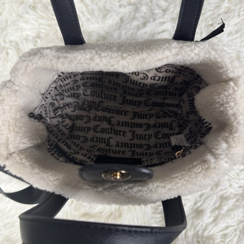 NUEVO Mini Bolso de Mano Juicy Couture Forro Plateado Negro Blanco Regaliz Nuevo con Etiquetas Cartera - Imagen 4 de 10
