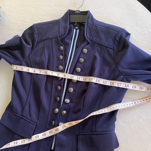 White House Black Market Marineblau Viskose Nylon Militär Jacke Größe 10 - Bild 5 von 7