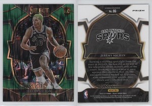 2022-23 Panini Select Concourse Green Shock Prizm Jeremy Sochan #86 Rookie RC