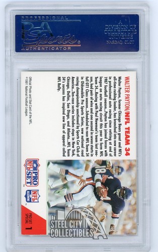 Walter Payton 1991 Pro Set Autographed Auto Card #1 - PSA/DNA - Picture 2 of 2
