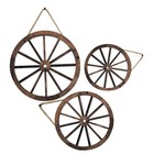 3PCS Retro Holz Wagenrad -Raddekoration Wand hängendes Holzrad für Stangengarage