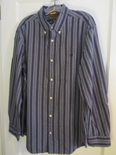 Rare Vintage 1990's Timberland Men's Blue Striped Button Down Collared Shirt XL