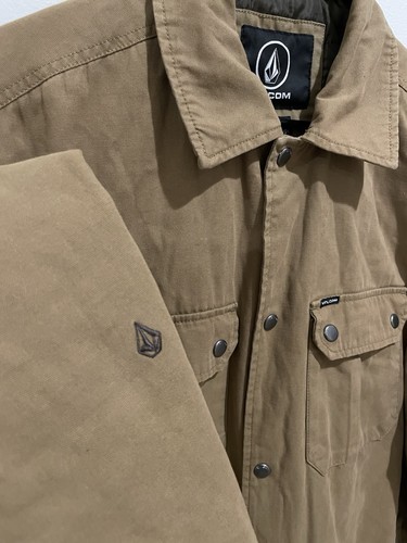 Volcom Jacket Mens Size L Brown Duck Canvas Barn Chore Coat Utility Work Wear - Picture 10 of 10