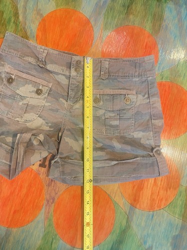 NORI Size 5 JUNIORS Cargo CAMO Green Brown Y2K SHORTS Cuffed Stretch - Picture 4 of 5