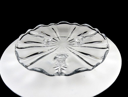 FOSTORIA GLASS BAROQUE CLEAR 3 TOED SCALLOPED 8" TID-BIT TRAY 1937-1958 - Picture 12 of 12