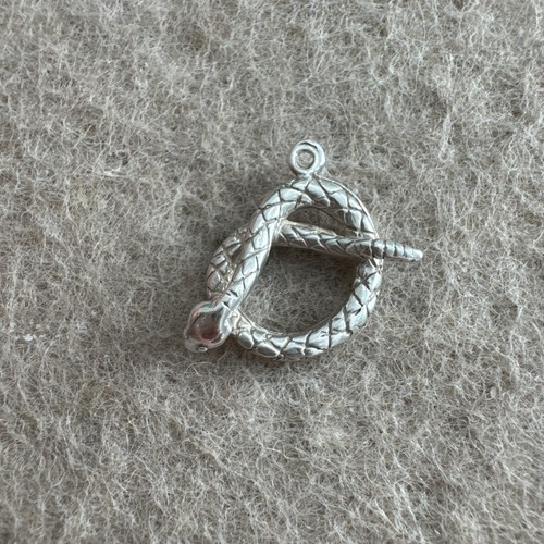 Vintage Sterling Silver Textured Coiling Snake Pendant Dangle Charm Jewelry