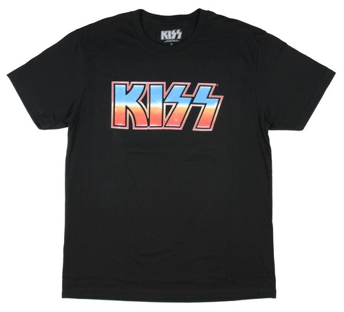 KISS Junior's Band Red White Blue Logo Boyfriend Black T-Shirt