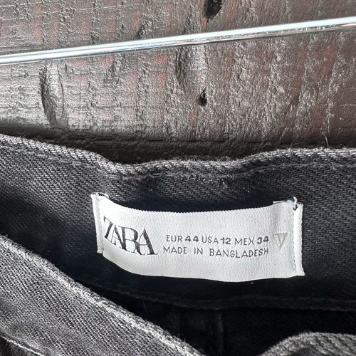 Jeans ZARA nero lavato vita alta lunghezza regolare cotone taglia 44 nuovo con etichette - Foto 2 di 7
