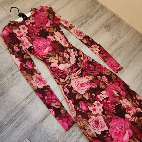 Abito Free People XS rosa rose maglia Gianni floreale bodycon manica lunga nuovo $168 - Foto 9 di 18