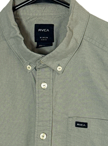 RVCA Mens Medium Button Down Slim Fit Short Sleeve Casual Work Shirt Pre Owned - Picture 3 of 7