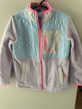Eddie Bauer Girls XS 5/6 Colorblock Quilted Fleece Full Zip Jacket Pockets