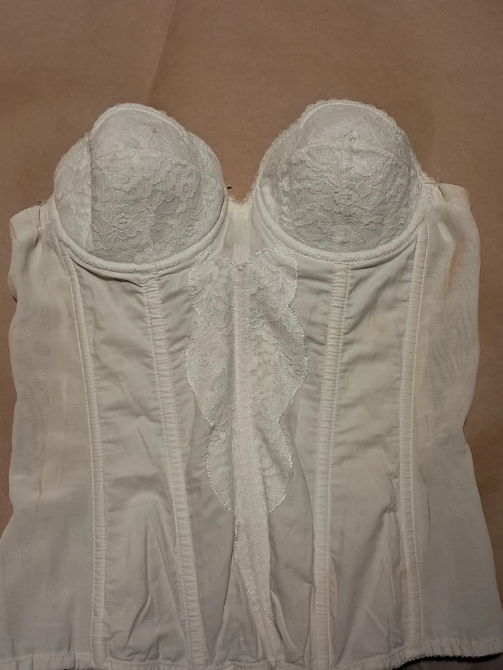 Corsé nupcial vintage Warner’s EE. UU. Longline Bustier años 50-60 | encaje deshuesado 32 A Foto 4 de 4