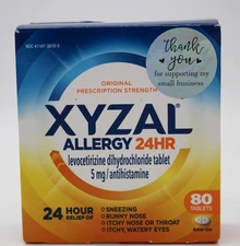 Xyzal Allergy 24hr Relief Tablets 80ct Antihistamine - EXP 01/2026
