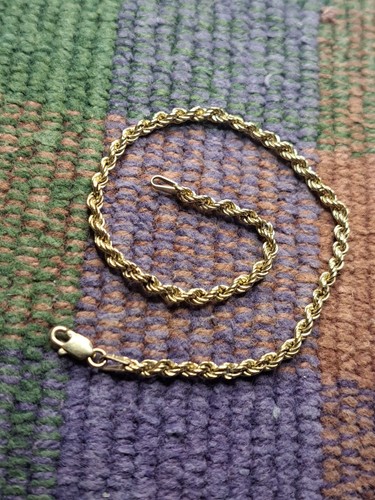 10 Karat Yellow Solid Gold Designer Rope Bracelet 10K. 8.5" Long 3MM WIDE - Picture 15 of 24