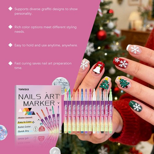 12 Farben Nail Art Stifte Set Nagellack Stift Nailart Zeichnung Graffiti Marker HO T - Bild 23 von 27