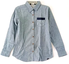 The North Face Thermal Utility Shirt Ruby Tech Sz S Blue Brush Cotton Button up