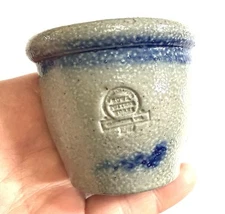 Rowe Works pottery mini salt glazed croc toothpick match holder 2 1/2” 1987 - 1C