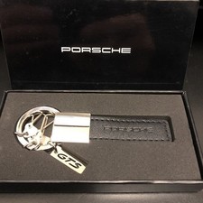 Unused Porsche GTS Keyholder Keychain Key Ring Leather Black W/Box