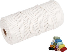 Macrame Cord, 3mm x 109Yards,Cotton Cord,Natural 3mm 109Yards, Beige White