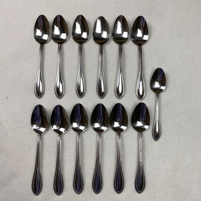 Set of 10 Towle Tuscan Beaded Oval Soup Spoons & 1 Teaspoon Stainless Steel