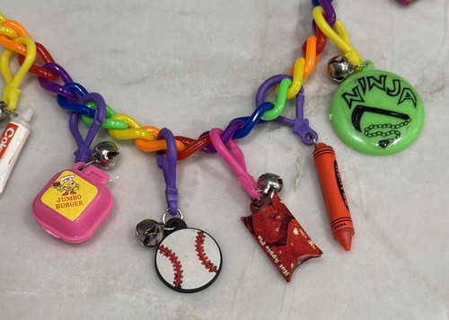 Plastic Link Chunky Rainbow Clip On Charm Necklace & 9 Bell Charms Chocolate - Picture 3 of 5