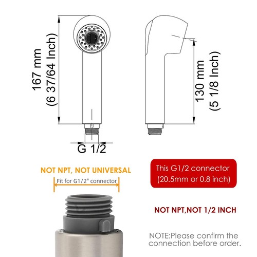 Pull-out kitchen sprayer head; G1/2 thread; 2 functions; brushed nickel finish. - Picture 8 of 8