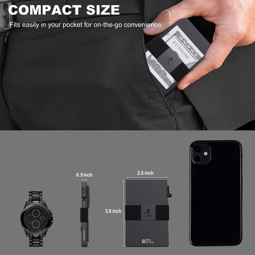 SEMORID Slim Aluminum Card Holder Wallet for Men, Durable Expandable Backplat... - Picture 6 of 9