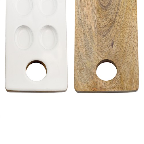 White Enamel Deviled Egg Charcuterie Board, Enamelware Wood Appetizer Serving - Picture 5 of 9