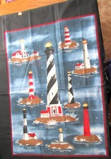 1 panel Lighthouses Quilt Top/Wall Hanging 36" x 44" by Spring Ind.