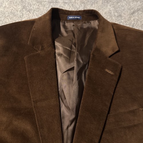 Stafford Corduroy Blazer Mens 46R Classic Fit Dark Brown Elbow Pads Sports Coat - Picture 3 of 9