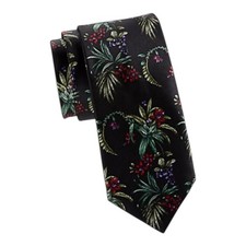 NWT Robert Graham Silk Floral Tie Red Green Gold Tropical Designer Necktie