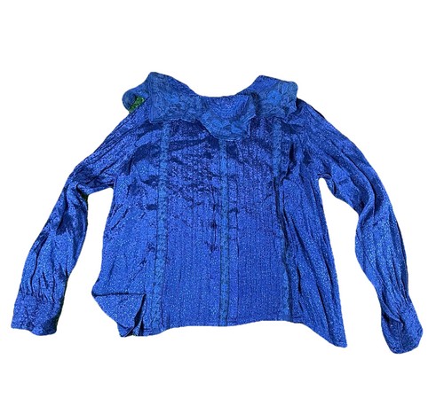 Vintage Viskose Dichter Bluse Top detaillierter Kragen Blumenstickerei Whimsigoth M - Bild 3 von 12