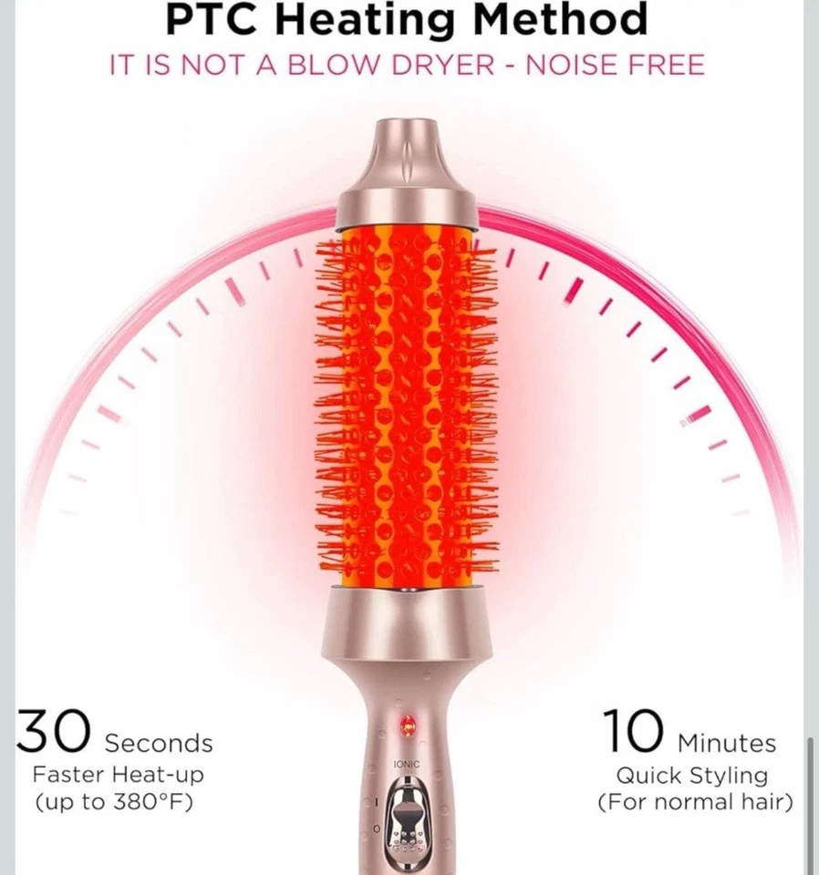 Hot Hair Curling Brush Comb Thermal Heated Round Ionic Curler Ion Technology - Image 4 of 4