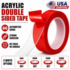 Automotive Acrylic Double Sided Tape 6/10/15/20MM Waterproof Strong Adhesive US