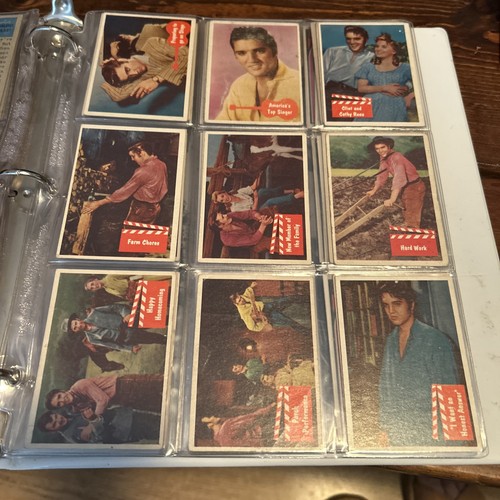 1956 Topps Bubbles Elvis Presley set completo 66 carte collezionabili in fogli con album - Foto 11 di 16