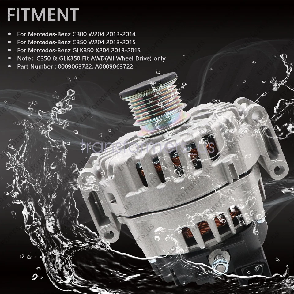 Alternador para Mercedes-Benz W204 C300 13-14 X204 GLK350 180A 12V CW 6 ranuras Foto 3 de 4