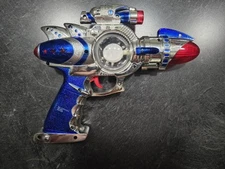 Metallic Chrome Blue Rinco Light Up Led Cosmic Space Pistol Model 02720-Tested