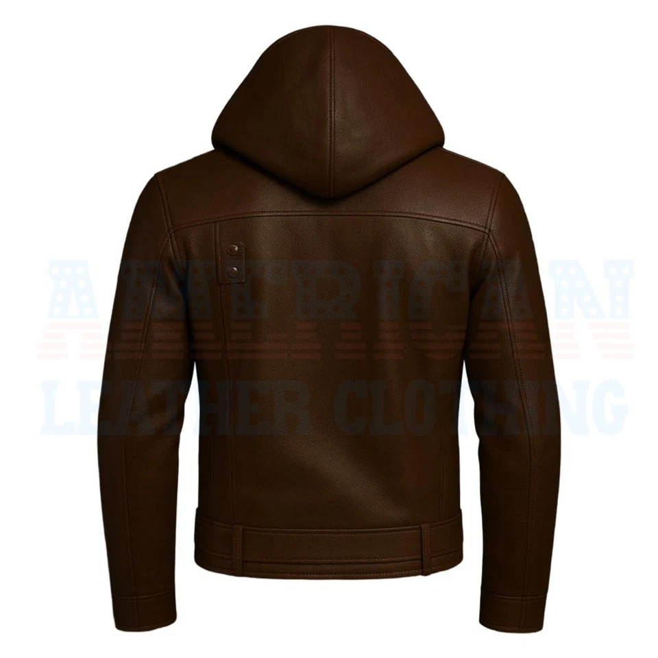 Men’s Brown Biker Leather Jacket Classic Vintage Motorcycle Coat Genuine Leather - Image 3 of 3